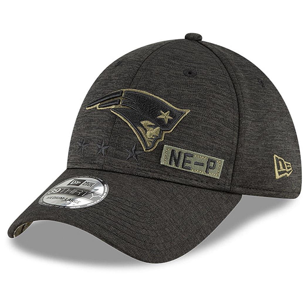 New Era Caps New England Patriots New Era NFL 2020 Salute To Service 39THIRTY Flex Fit Curve Hat - Black