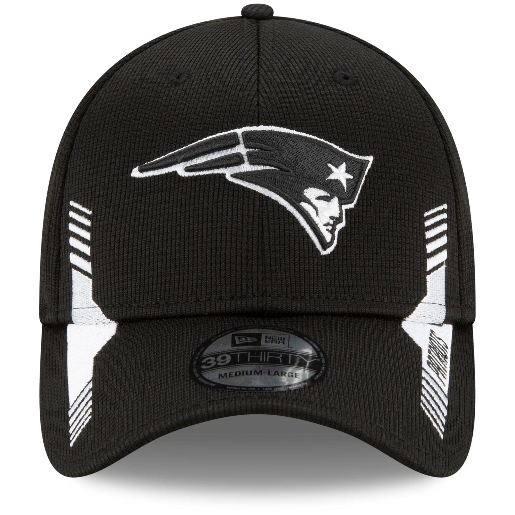New Era Caps New England Patriots New Era NFL 2021 Sideline Home 39THIRTY Flex Fit Hat - Black