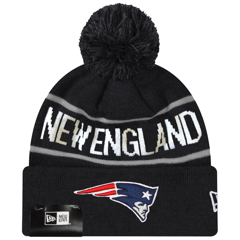 New Era Beanies New England Patriots New Era NFL Grey Stripe Knit Beanie - Black