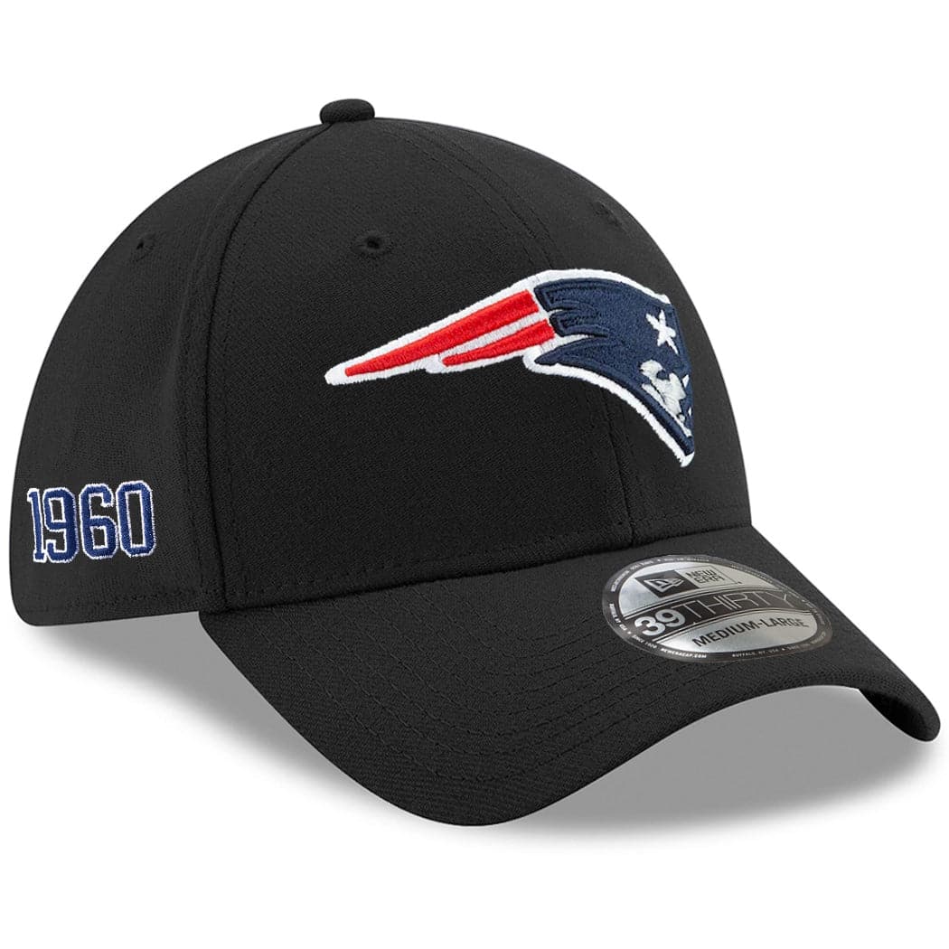 New Era Caps New England Patriots New Era NFL Team Established 39THIRTY Curve Flex Hat - Black
