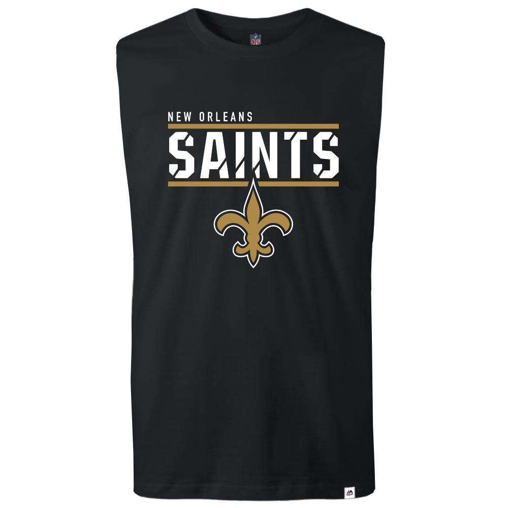 Majestic Athletic T-Shirts New Orleans Saints Majestic NFL Team Flex Sleeveless Muscle T-Shirt - Black