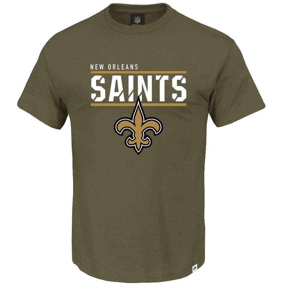 Majestic Athletic T-Shirts New Orleans Saints Majestic NFL Team Flex T-Shirt - Army