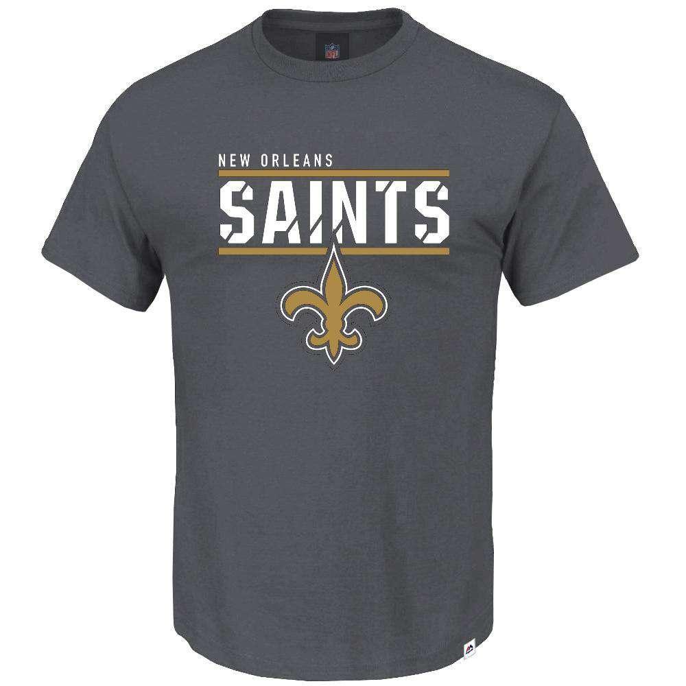 Majestic Athletic T-Shirts New Orleans Saints Majestic NFL Team Flex T-Shirt - Coal