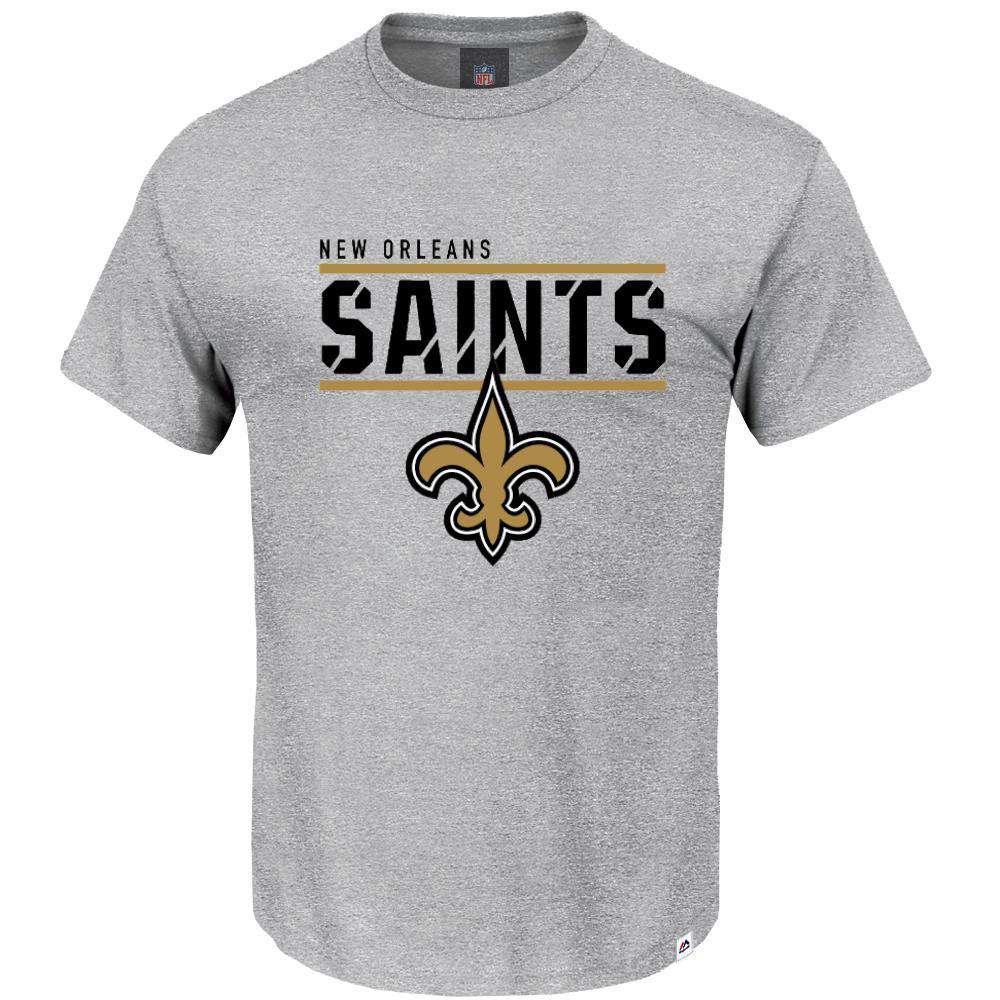 Majestic Athletic T-Shirts New Orleans Saints Majestic NFL Team Flex T-Shirt - Grey Marle