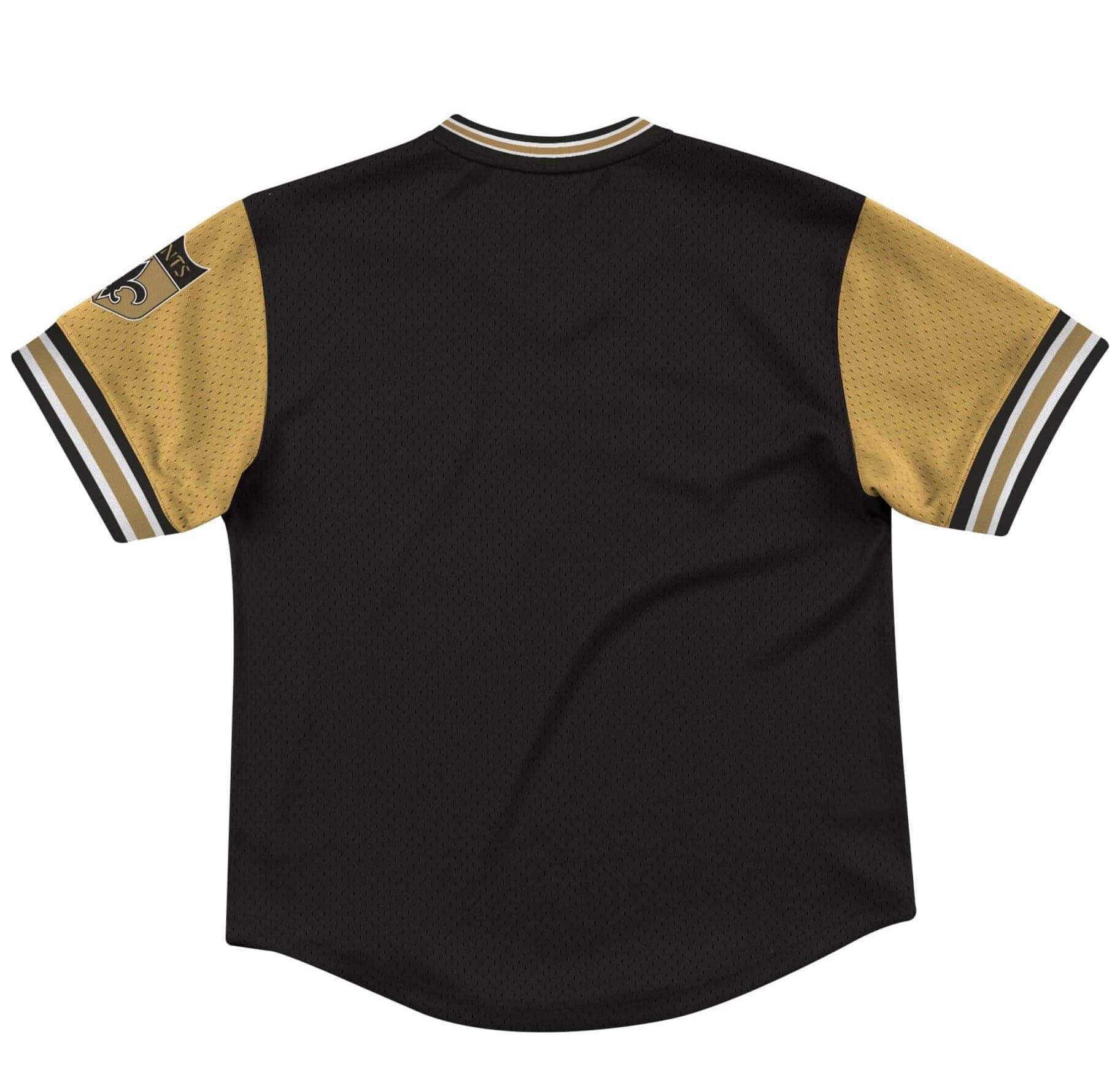 Mitchell And Ness T-Shirts New Orleans Saints Mitchell & Ness NFL Top Prospect Mesh V- Neck - Black