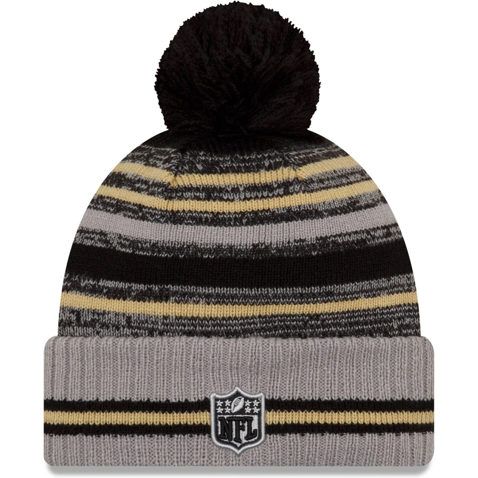 New Era Beanies New Orleans Saints New Era NFL 2021 Sideline Team Pom Knit Beanie - Grey