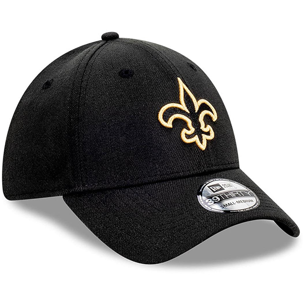 New Era Caps New Orleans Saints New Era NFL Pop Outline 39THIRTY Flex Fiit Curve Hat - Black