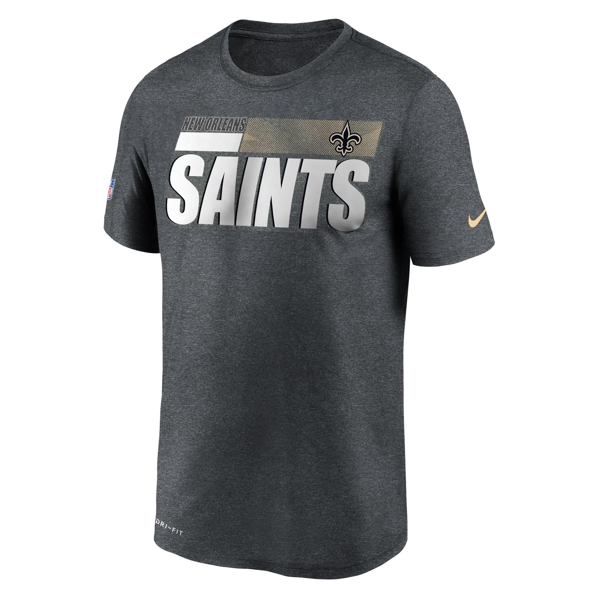 Nike T-Shirts New Orleans Saints Nike NFL Team Name Sideline Legend Performance T-Shirt - Charcoal Heather