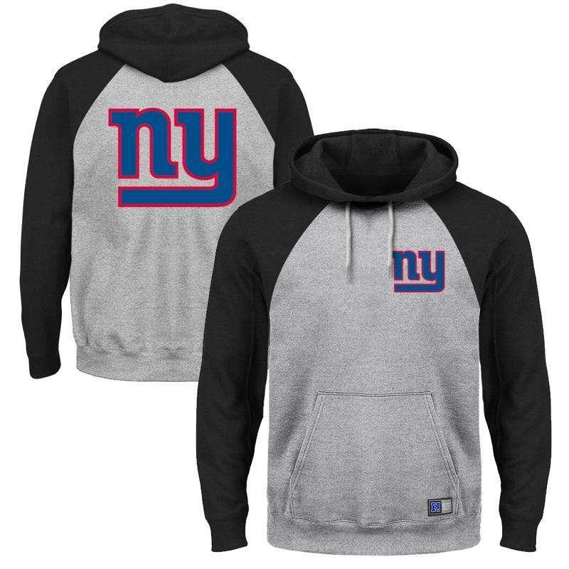 Majestic Athletic Jumpers New York Giants Majestic NFL Raglan Marle Hoodie Jumper - Black/Steele
