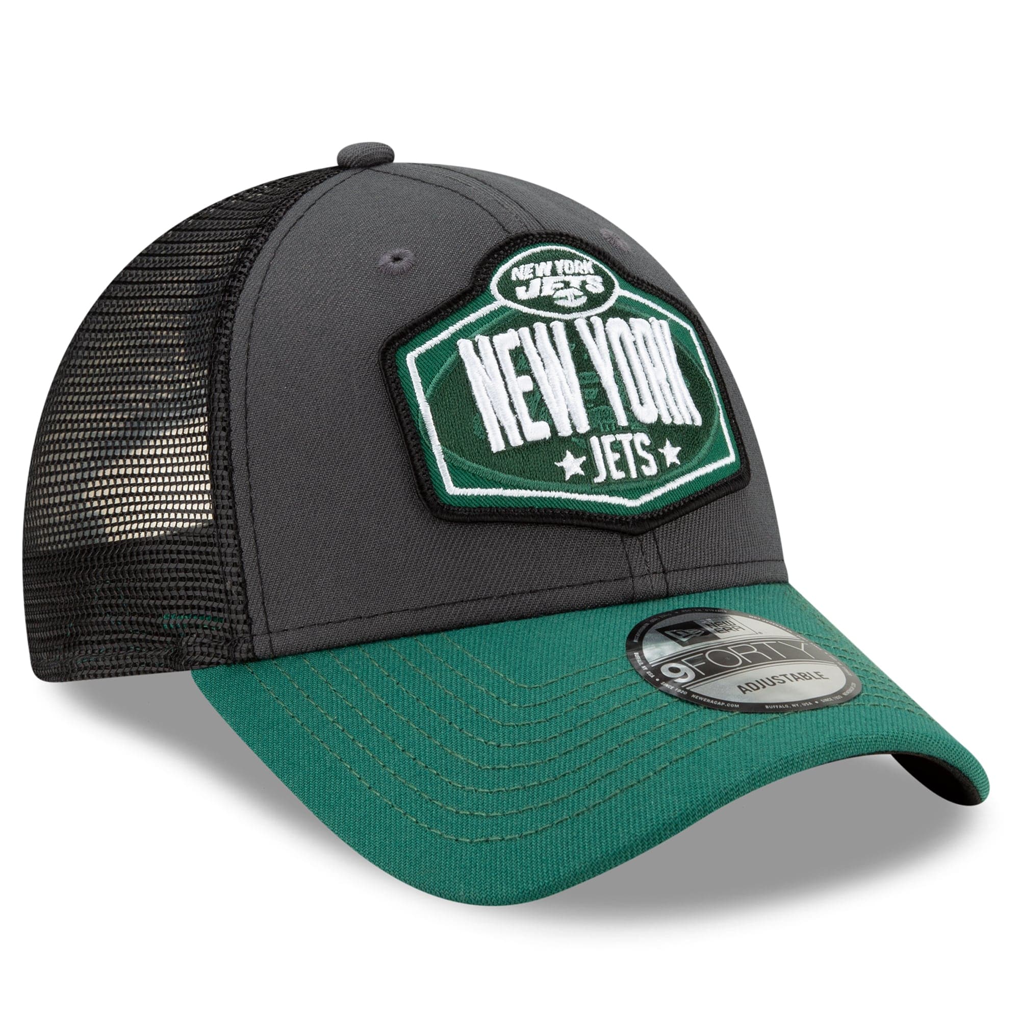 New Era Caps New York Jets New Era 2021 NFL Draft 9FORTY Snapback Curve Hat - Graphite