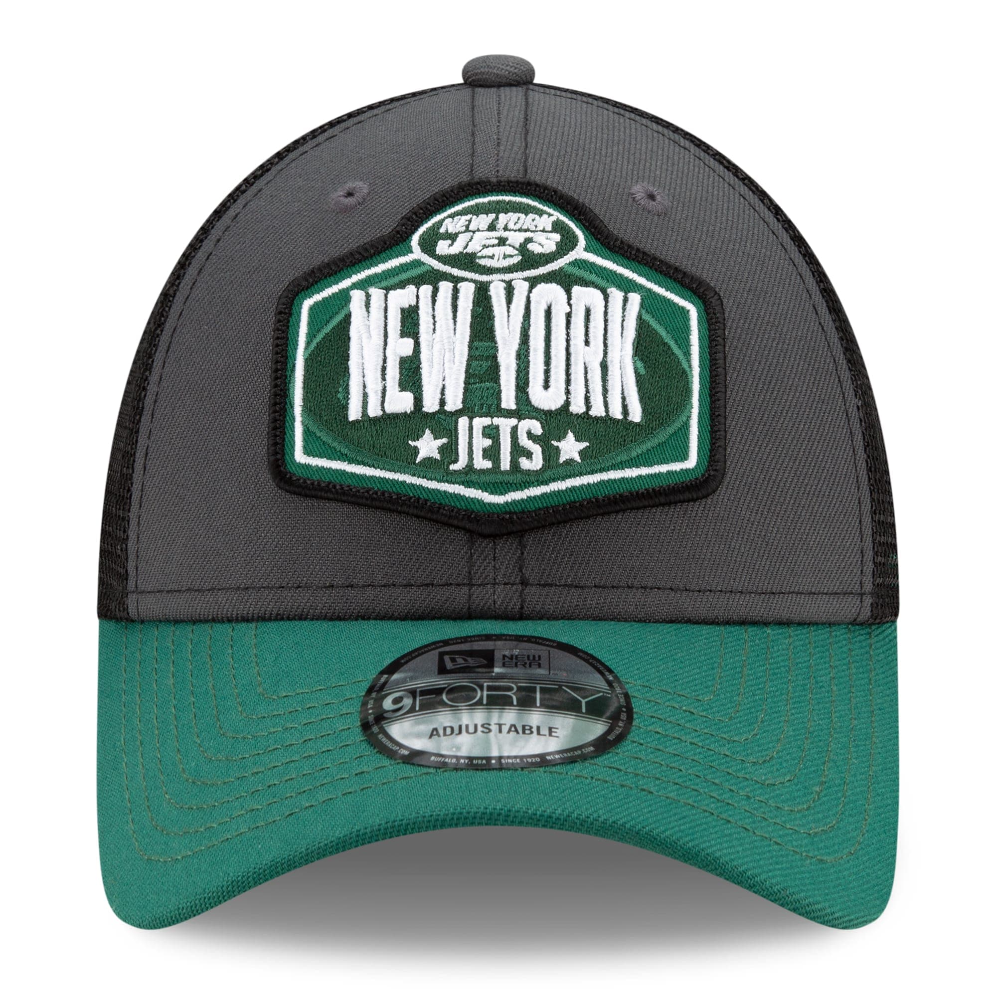 New Era Caps New York Jets New Era 2021 NFL Draft 9FORTY Snapback Curve Hat - Graphite