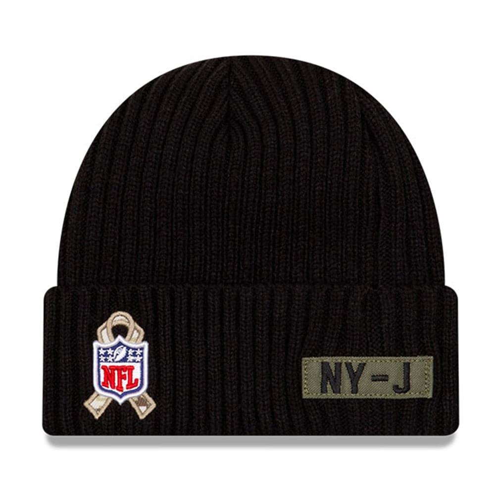 New Era Beanies New York Jets New Era NFL 2020 Salute To Service Cuffed Knit Beanie - Black