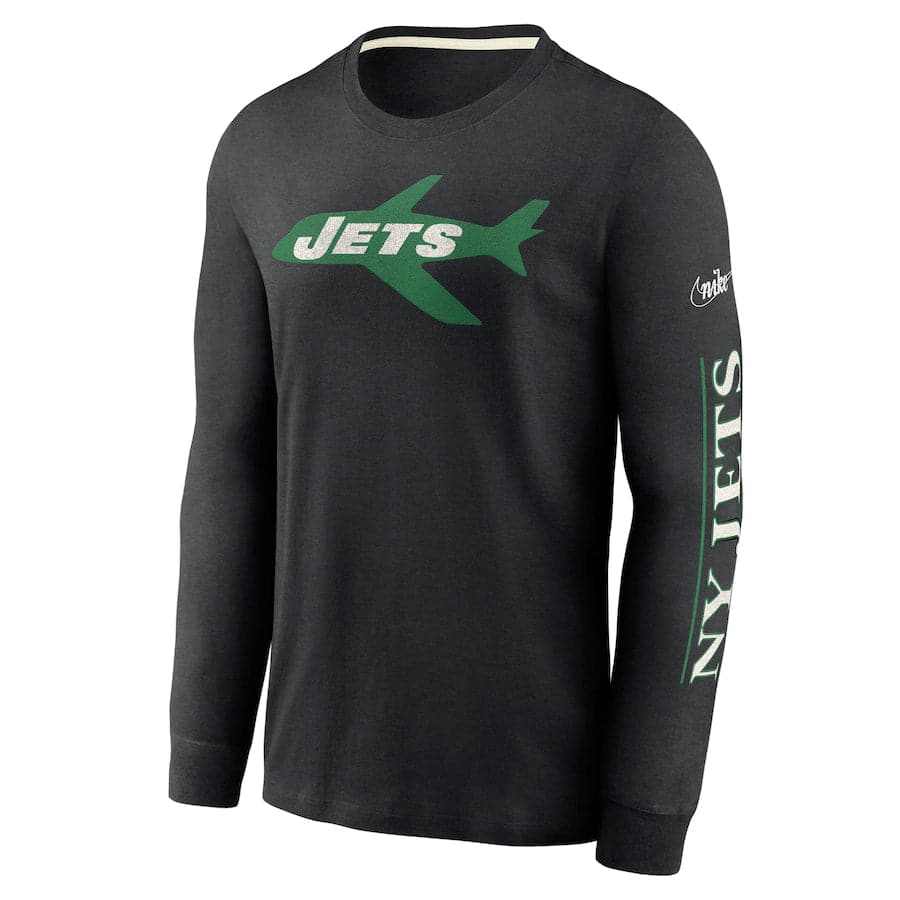 Nike T-Shirts New York Jets Nike NFL Historic Long Sleeve Tri-Blend T-Shirt - Black