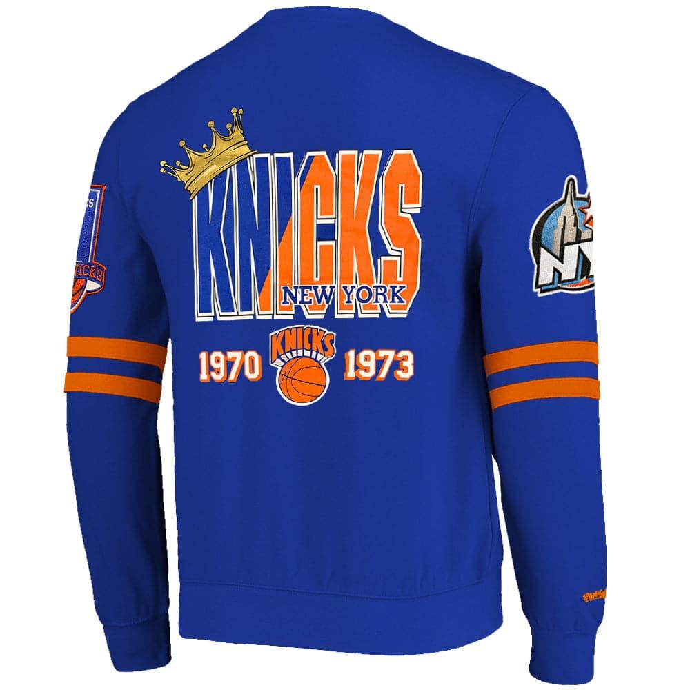 Mitchell And Ness Jumpers New York Knicks Mitchell & Ness NBA All Over 2.0 Crew Jumper - Orange