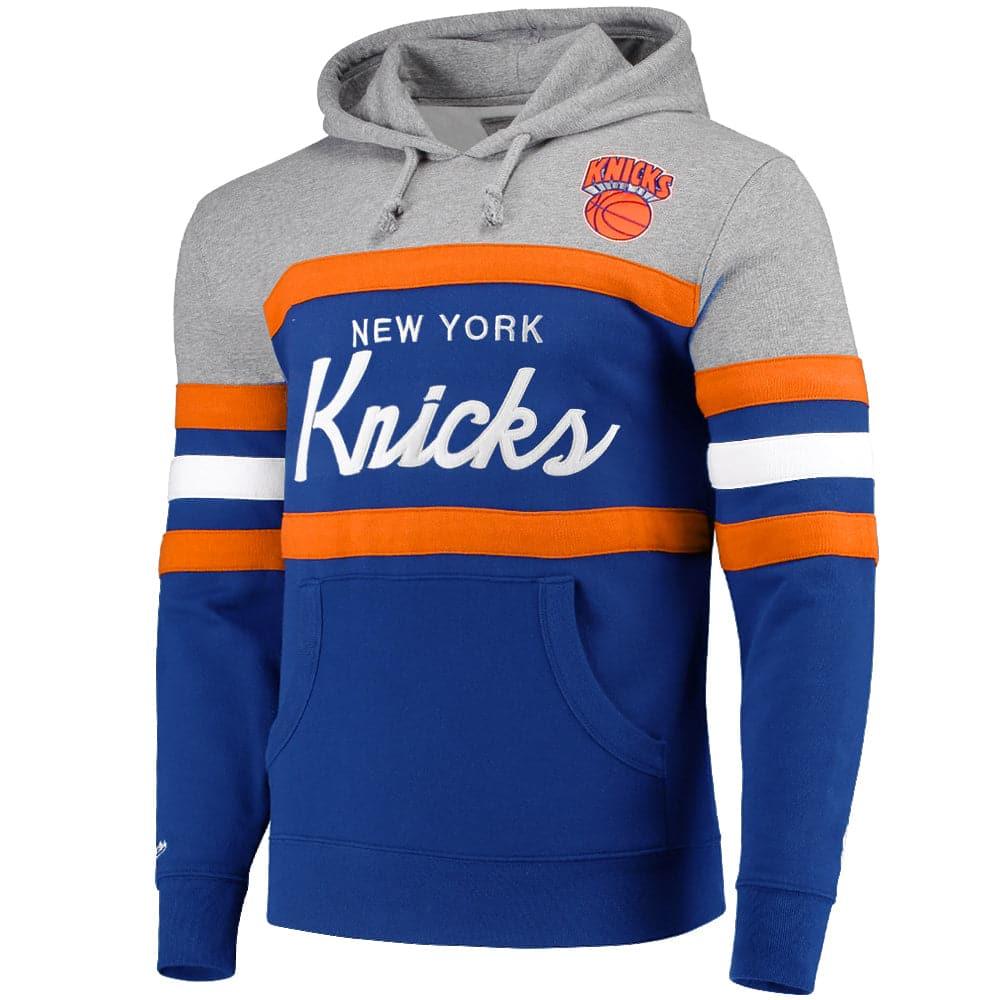 Mitchell And Ness Jumpers New York Knicks Mitchell & Ness NBA Head Coach Premium Hoodie Jumper - Blue