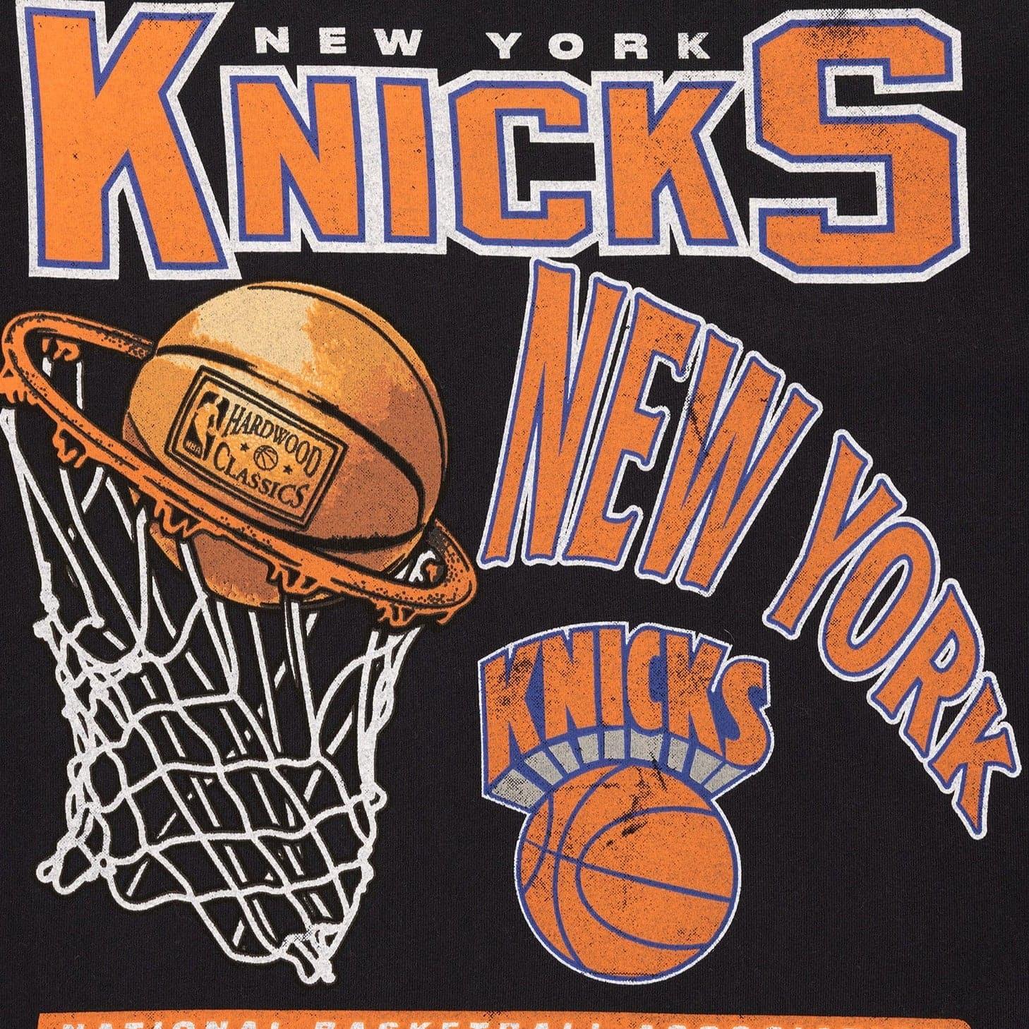 Mitchell And Ness T-Shirts New York Knicks Mitchell & Ness NBA Hoop Vintage T-Shirt - Faded Black