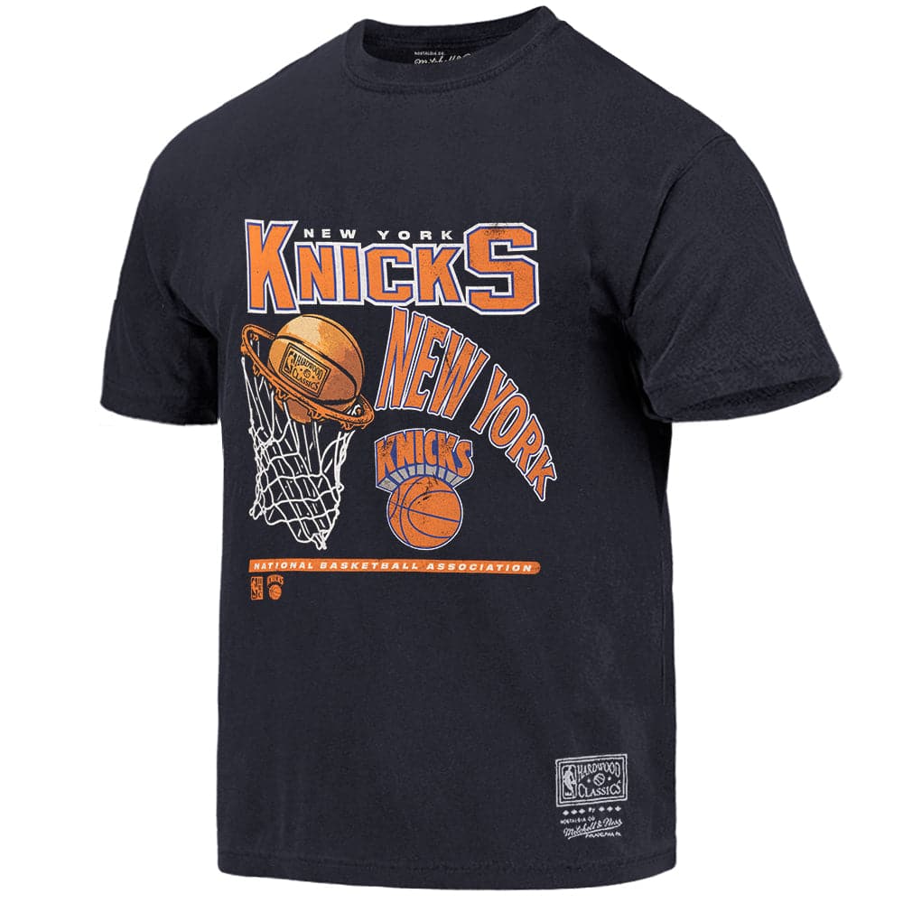 Mitchell And Ness T-Shirts New York Knicks Mitchell & Ness NBA Hoop Vintage T-Shirt - Faded Black