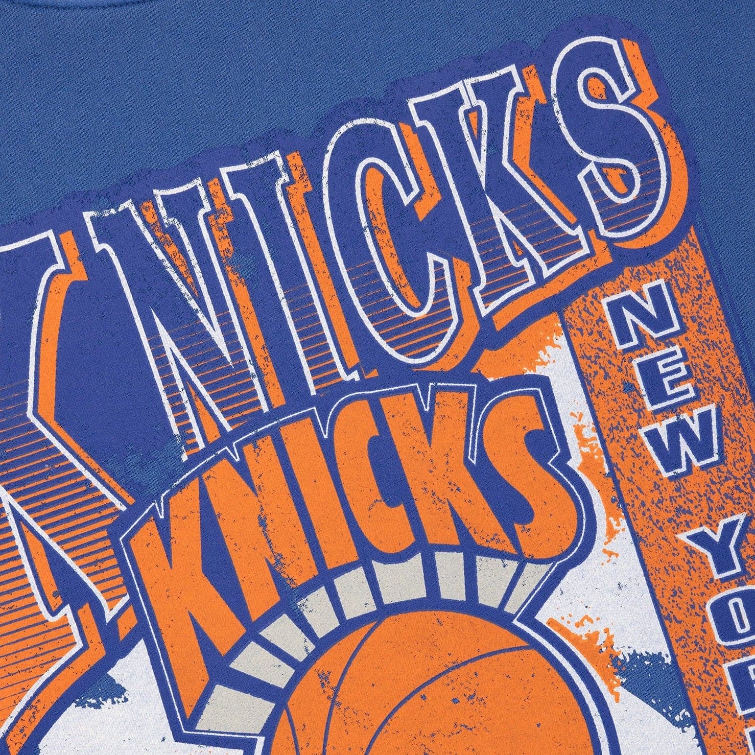 Mitchell And Ness Jumpers New York Knicks Mitchell & Ness NBA Paint Brush Crew Jumper - Faded Blue