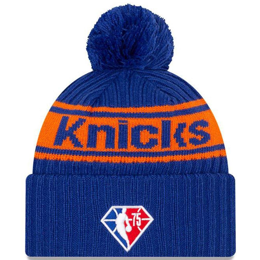 New Era Beanies New York Knicks New Era NBA 2021 Draft Pom Knit Beanie - Blue