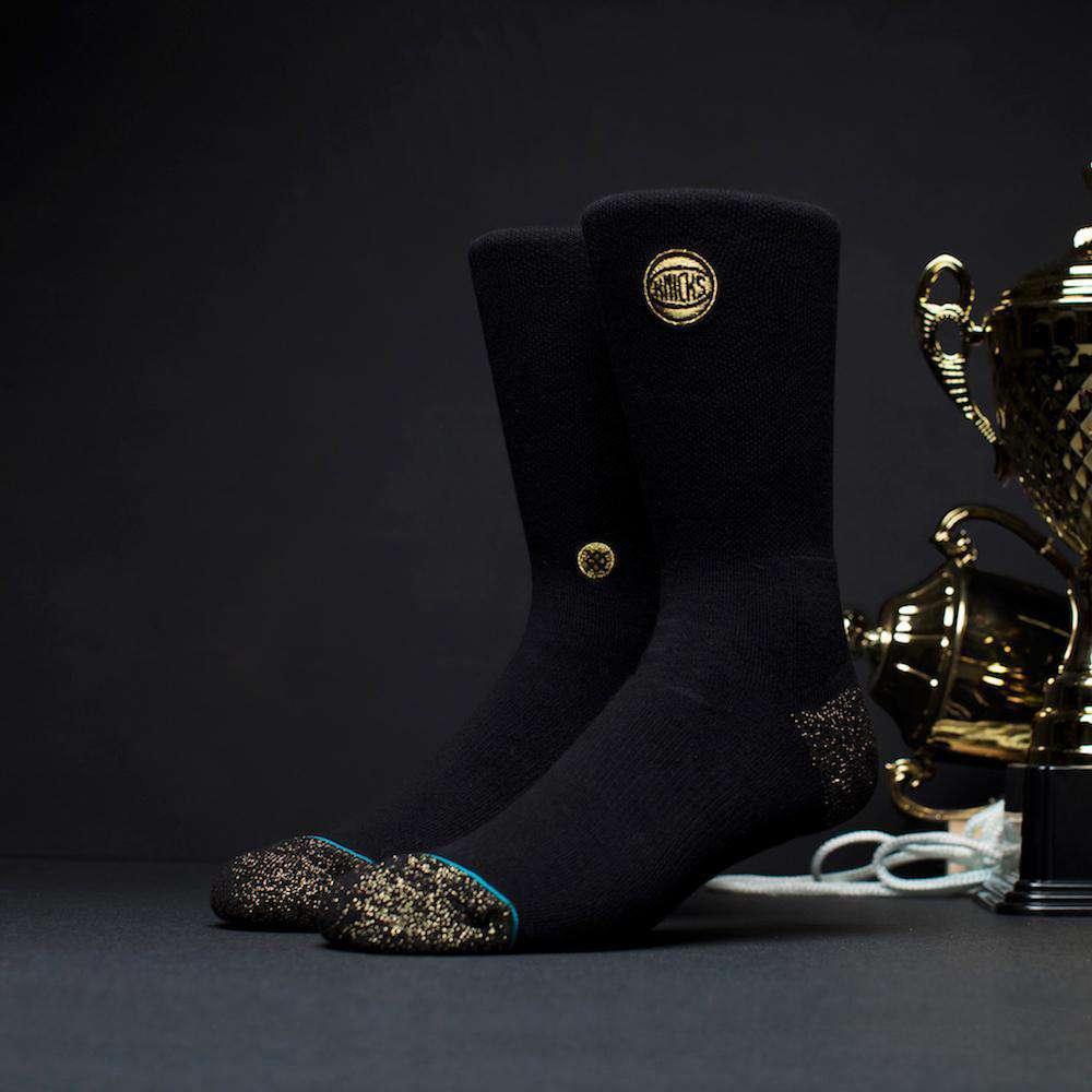 Stance Socks New York Knicks Stance NBA Gold Trophy Crew Socks - Black