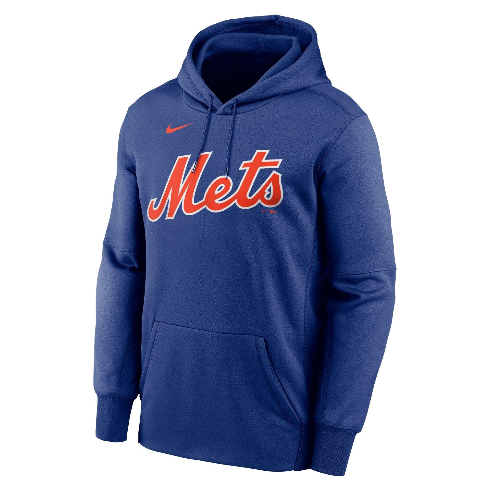 Nike Jumpers New York Mets Nike MLB Wordmark Therma Performance Hoodie Jumper - Blue