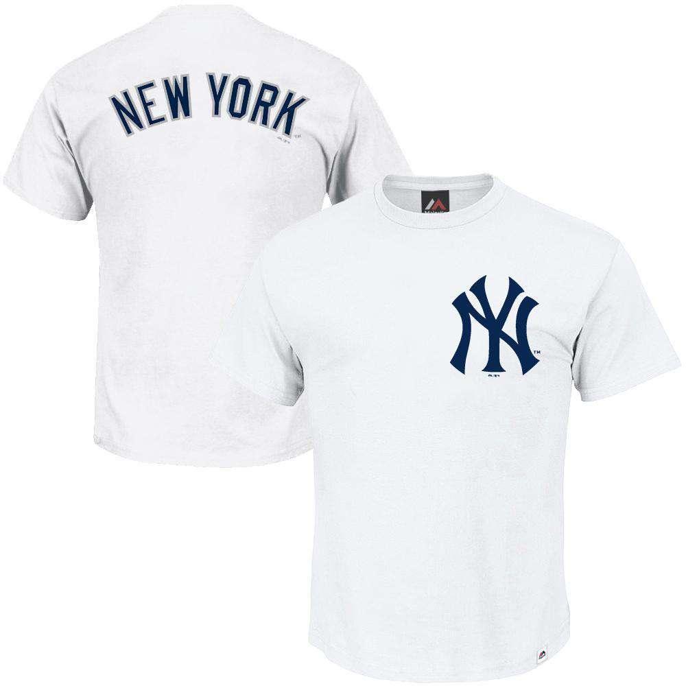 Majestic Athletic T-Shirts New York Yankees Majestic MLB Gamily Logo T-Shirt - White