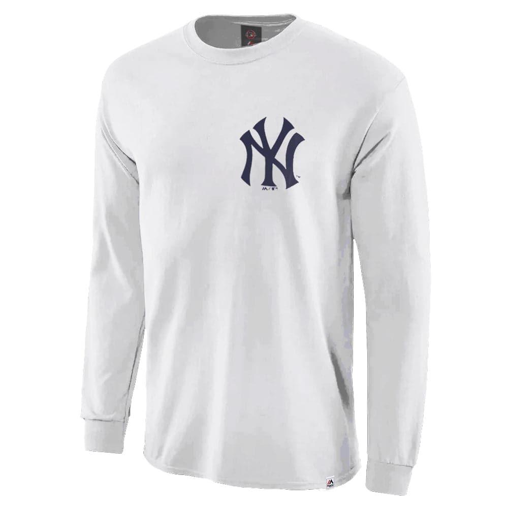 Majestic Athletic Long Sleeve Tees New York Yankees Majestic MLB Gramer Long Sleeve T-Shirt - White