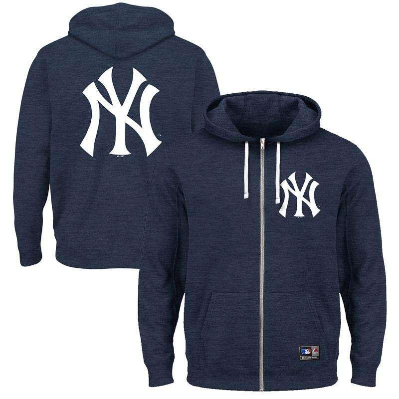 Majestic Athletic Jumpers S New York Yankees Majestic MLB Marle Zip Hoodie Jumper - Navy