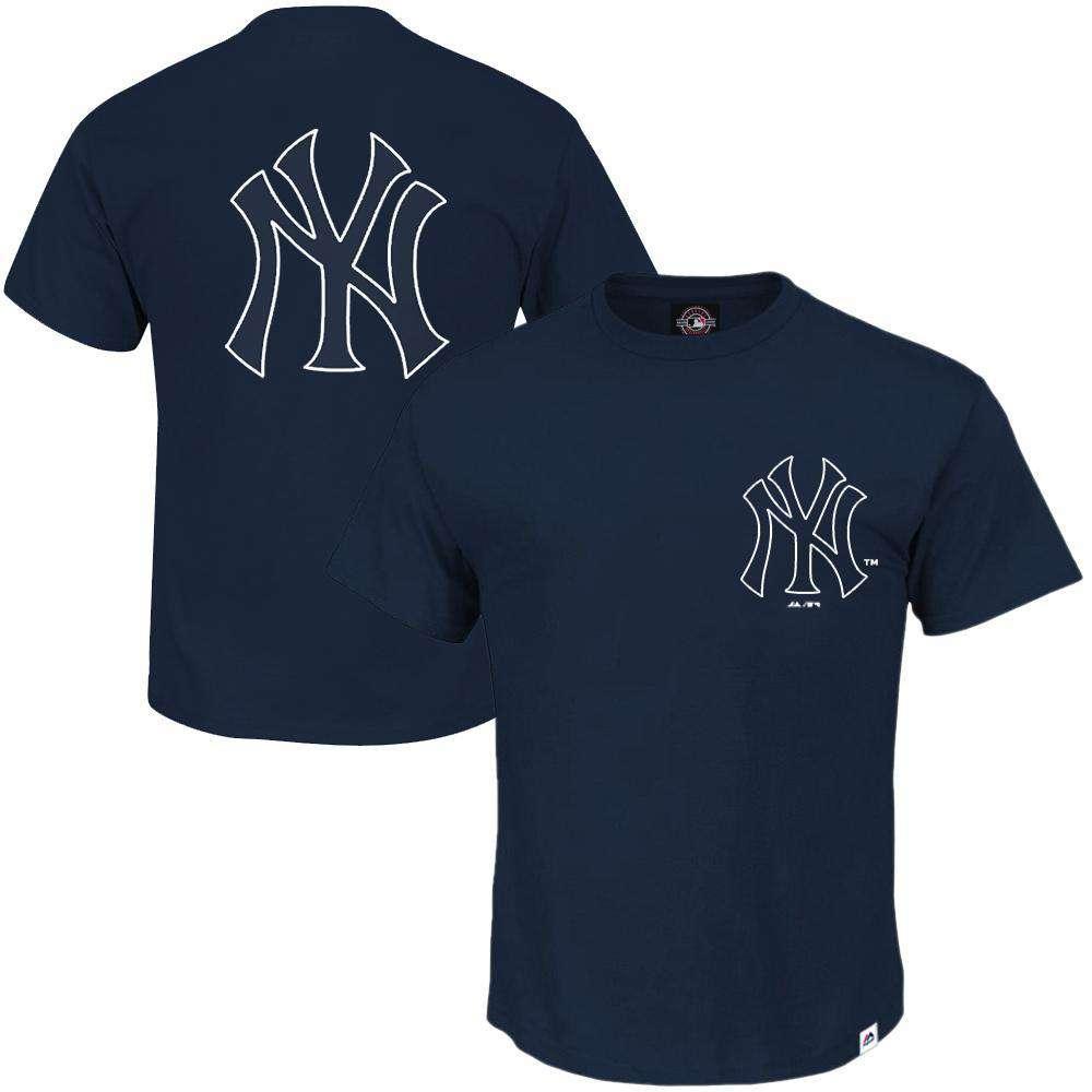 Majestic Athletic T-Shirts New York Yankees Majestic MLB Outline Logo T-Shirt - Navy