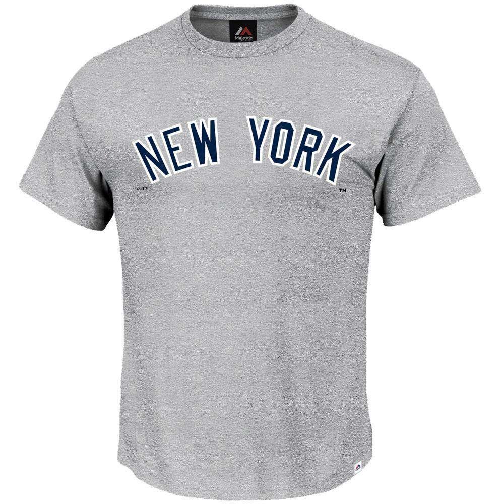 Majestic Athletic T-Shirts New York Yankees Majestic MLB Road Wordmark T-Shirt - Grey