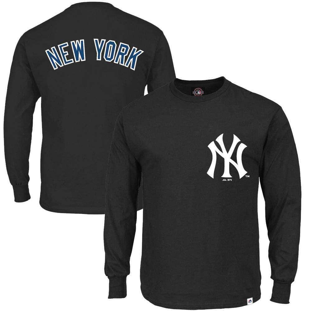 Majestic Athletic Long Sleeve Tees New York Yankees Majestic MLB Takum Long Sleeve T-Shirt - Black