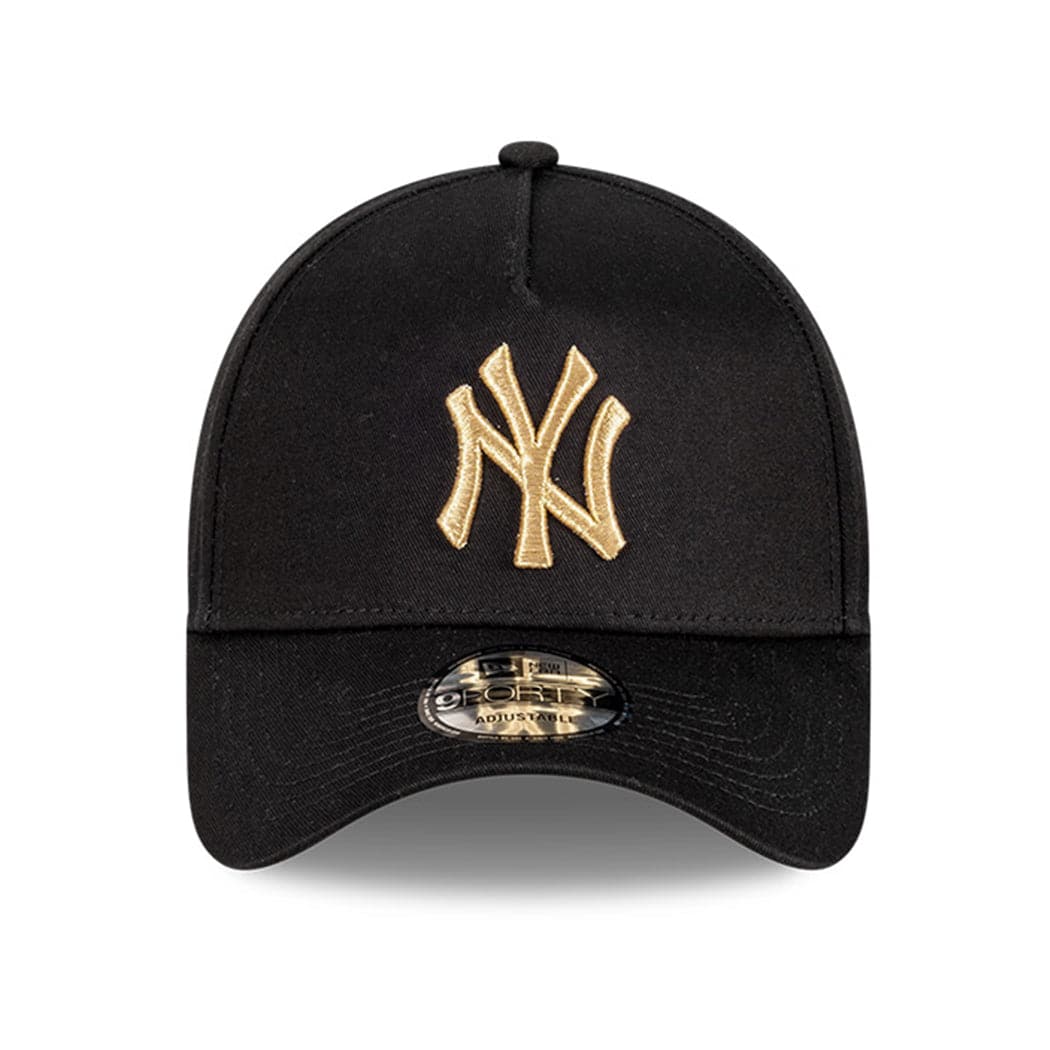 New Era Caps New York Yankees New Era MLB Black & Gold 9FORTY A-Frame Curve Snapback Hat - Black
