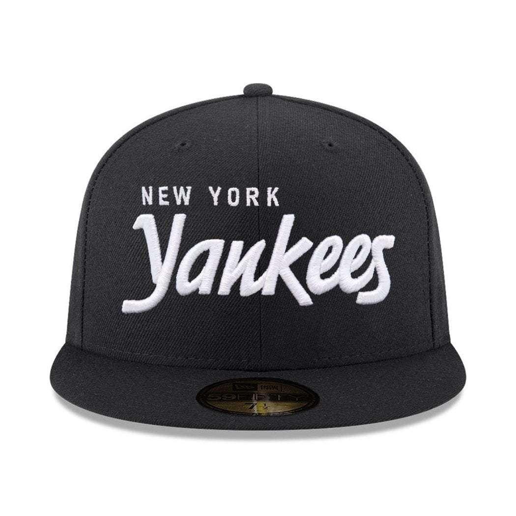 New Era Caps New York Yankees New Era MLB Black & White Script 59FIFTY Fitted Hat