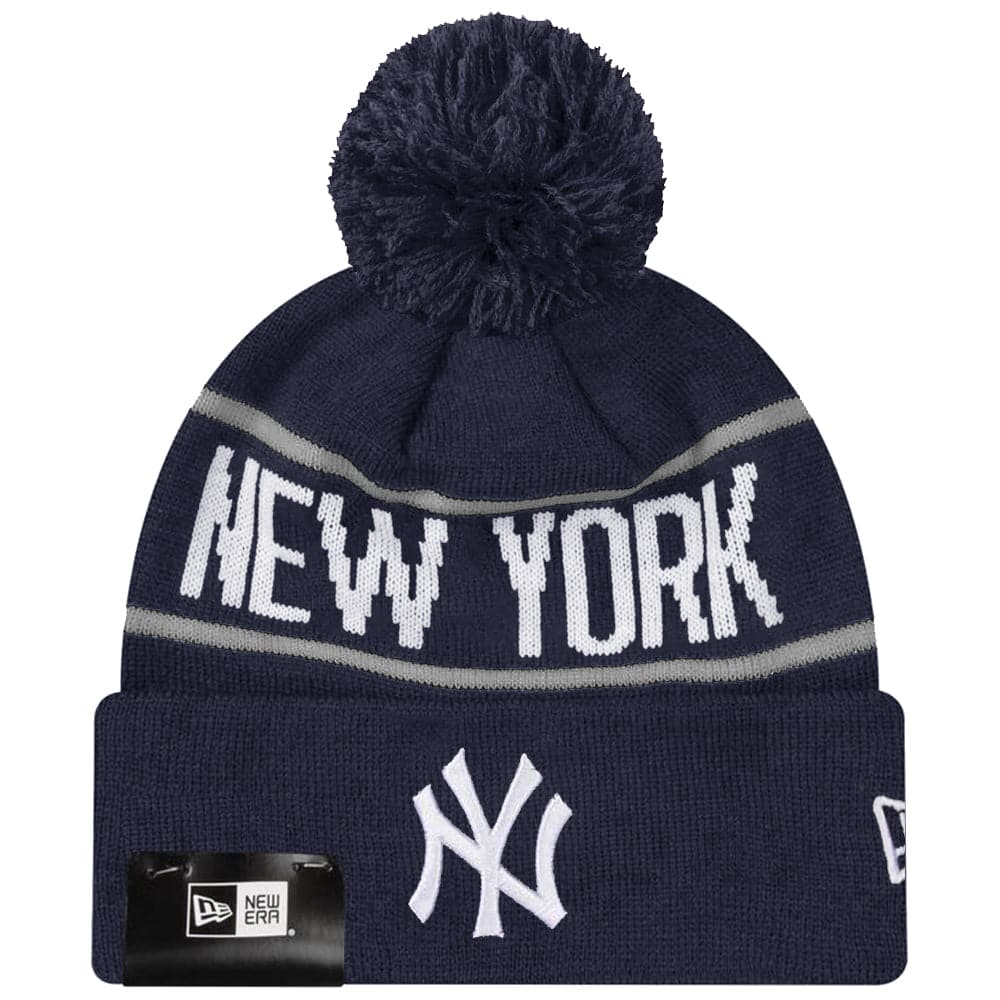 New Era Beanies New York Yankees New Era MLB Grey Stripe Knit Beanie - Navy