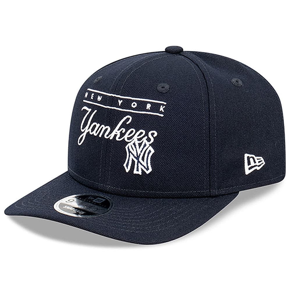 New Era Caps M/L New York Yankees New Era MLB Line Script Pre-Curved 9FIFTY OF Snapback Hat - Navy