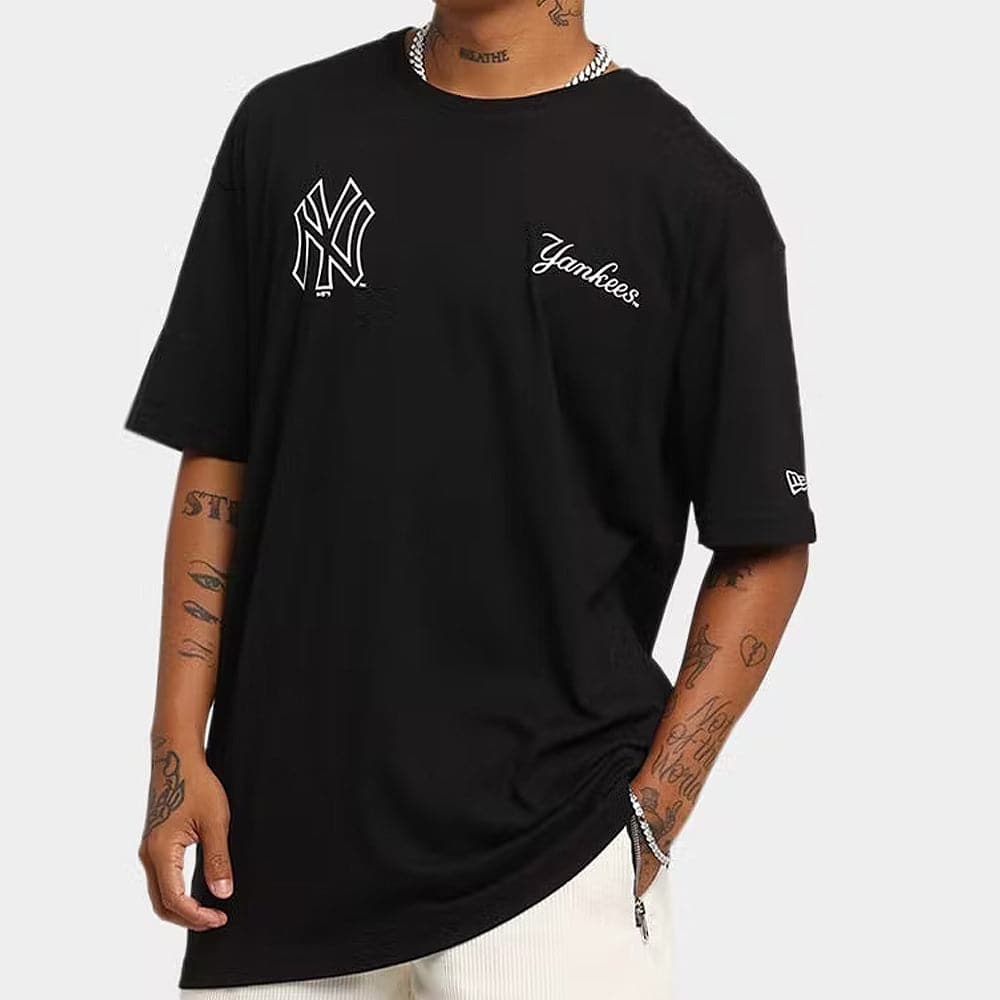 New Era T-Shirts New York Yankees New Era MLB Multi Logo Oversized T-Shirt - Black