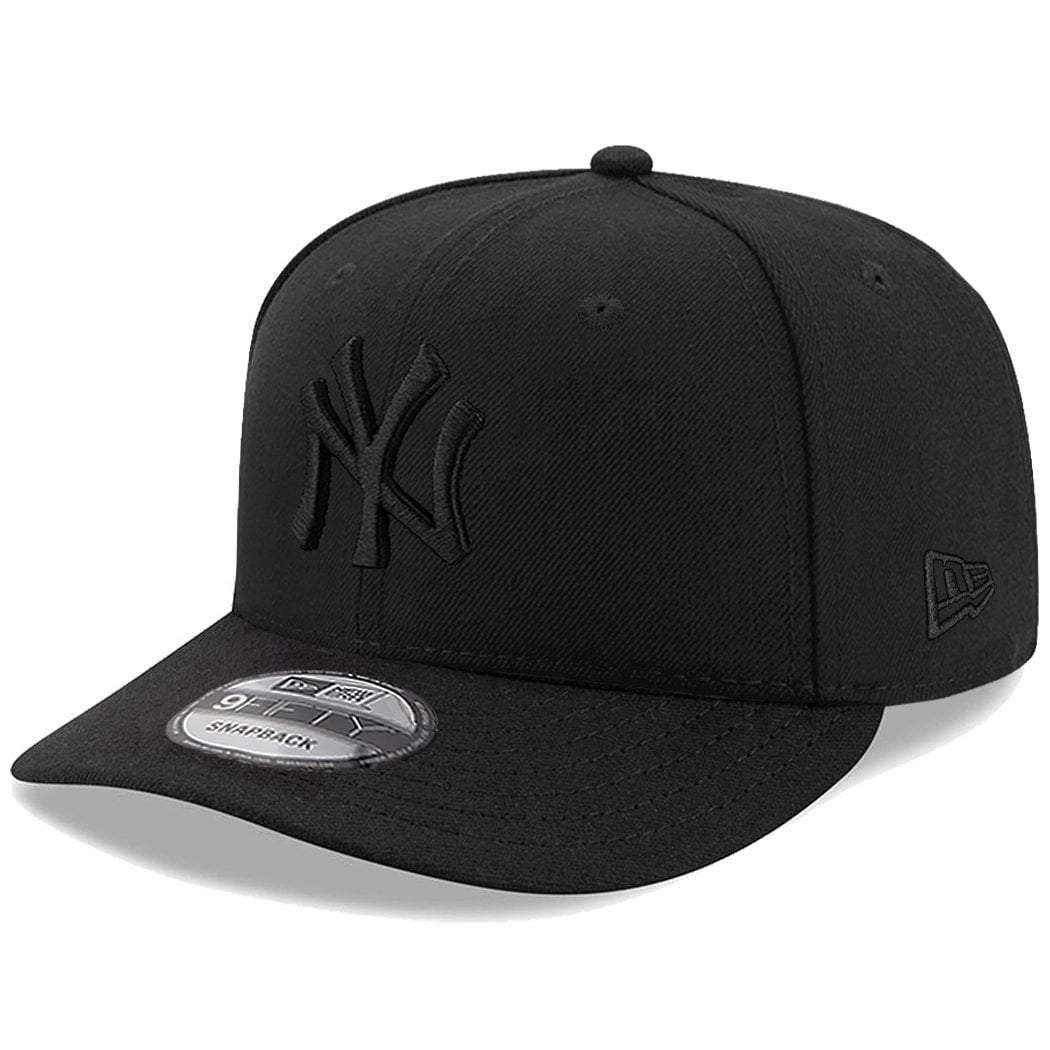 New Era Caps New York Yankees New Era MLB Pre-Curved Black On Black 9FIFTY Snapback Hat