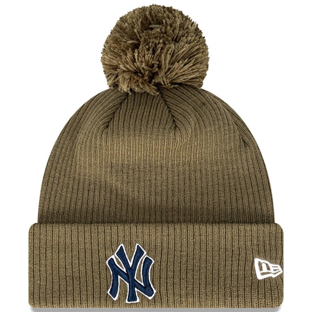 New Era Beanies New York Yankees New Era MLB Team Pom Knit Beanie - Olive