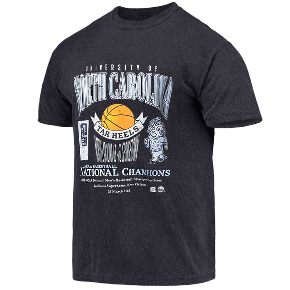 Mitchell And Ness T-Shirts North Carolina Tar Heels Mitchell & Ness NCAA 82 National Champs Vintage T-Shirt - Faded Black