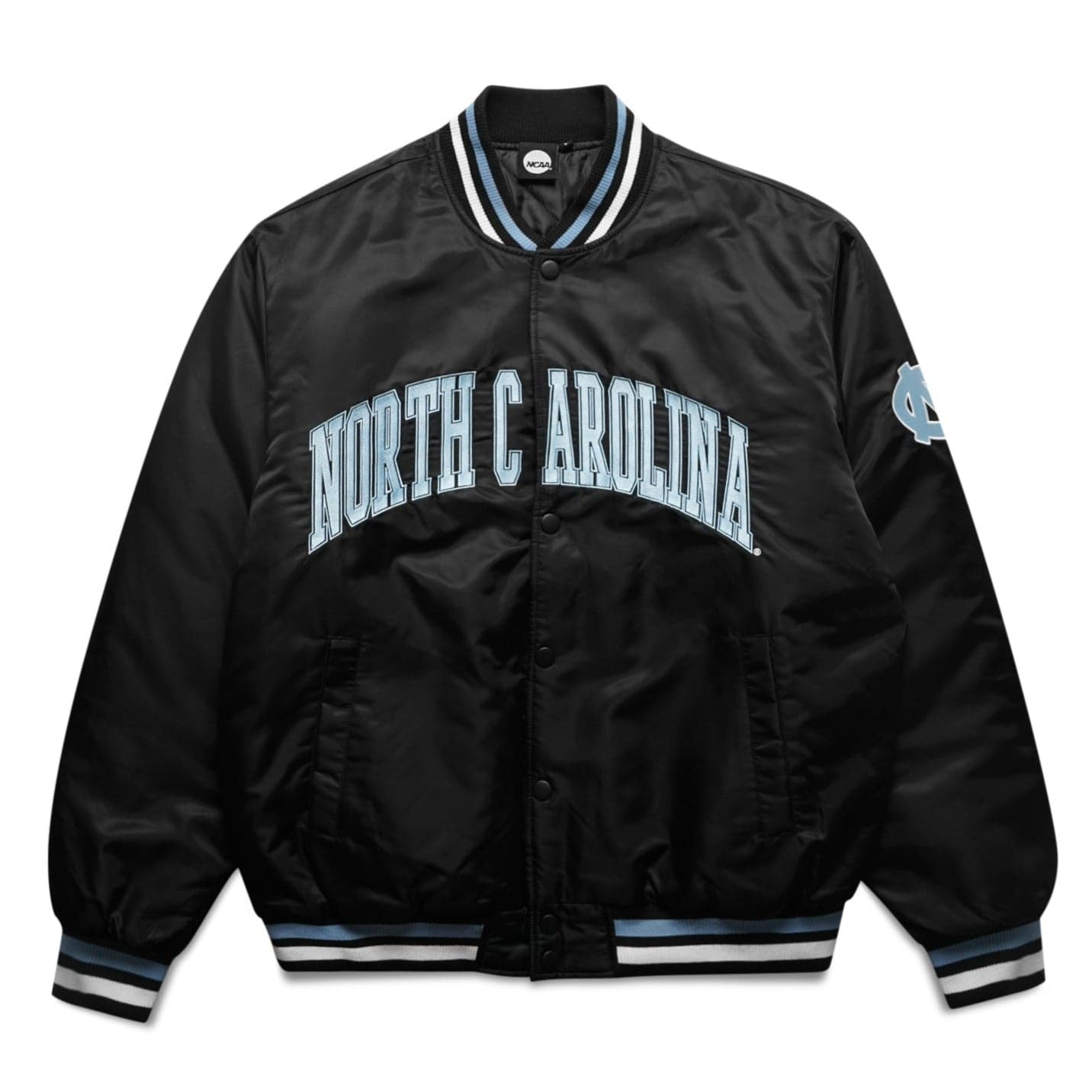 NCAA Branded Jackets North Carolina Tar Heels NCAA Varsity Button Bomber Jacket - Black