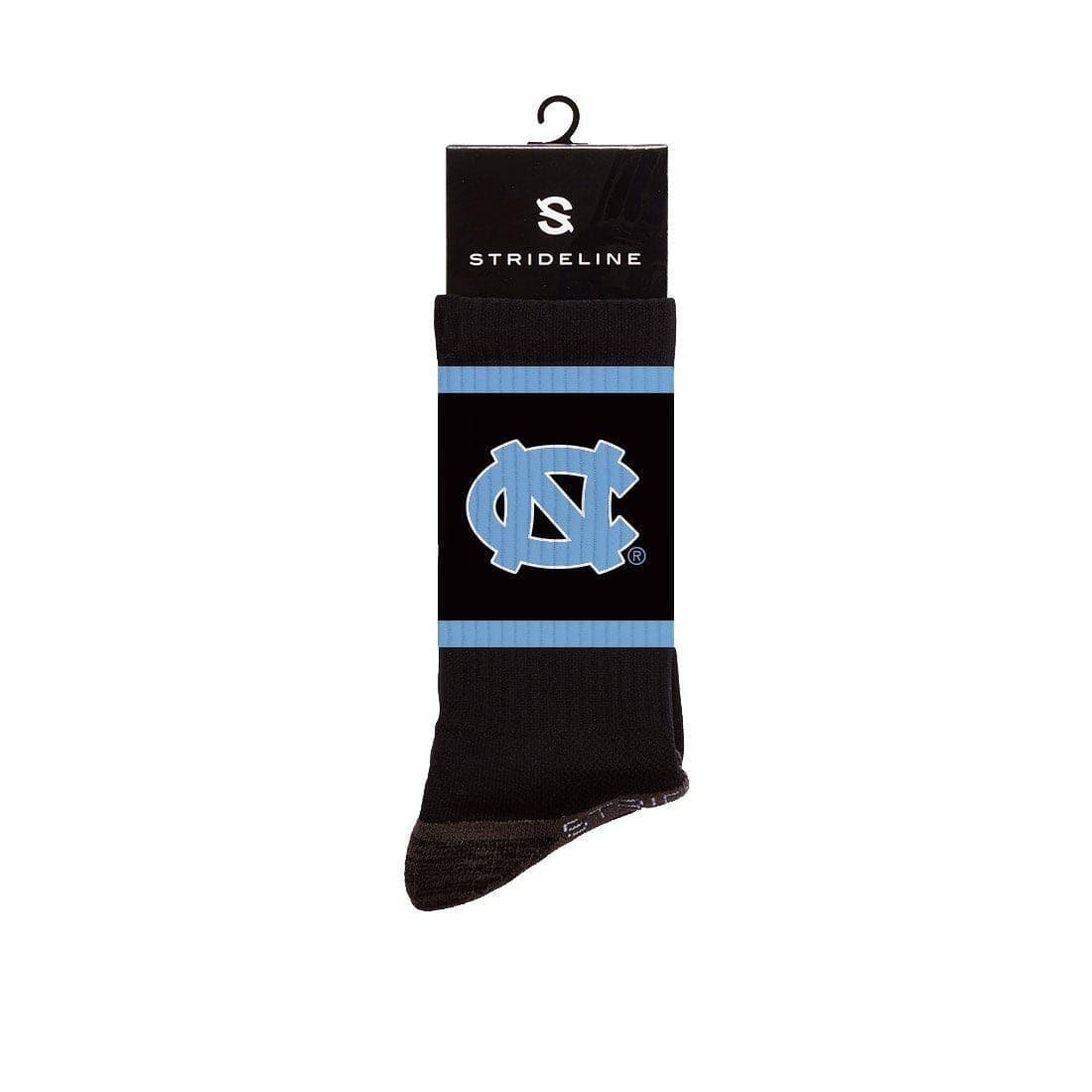 Strideline Socks M/L (8-12 US) North Carolina Tar Heels Strideline NCAA Team Stripe Premium Crew Socks - Black