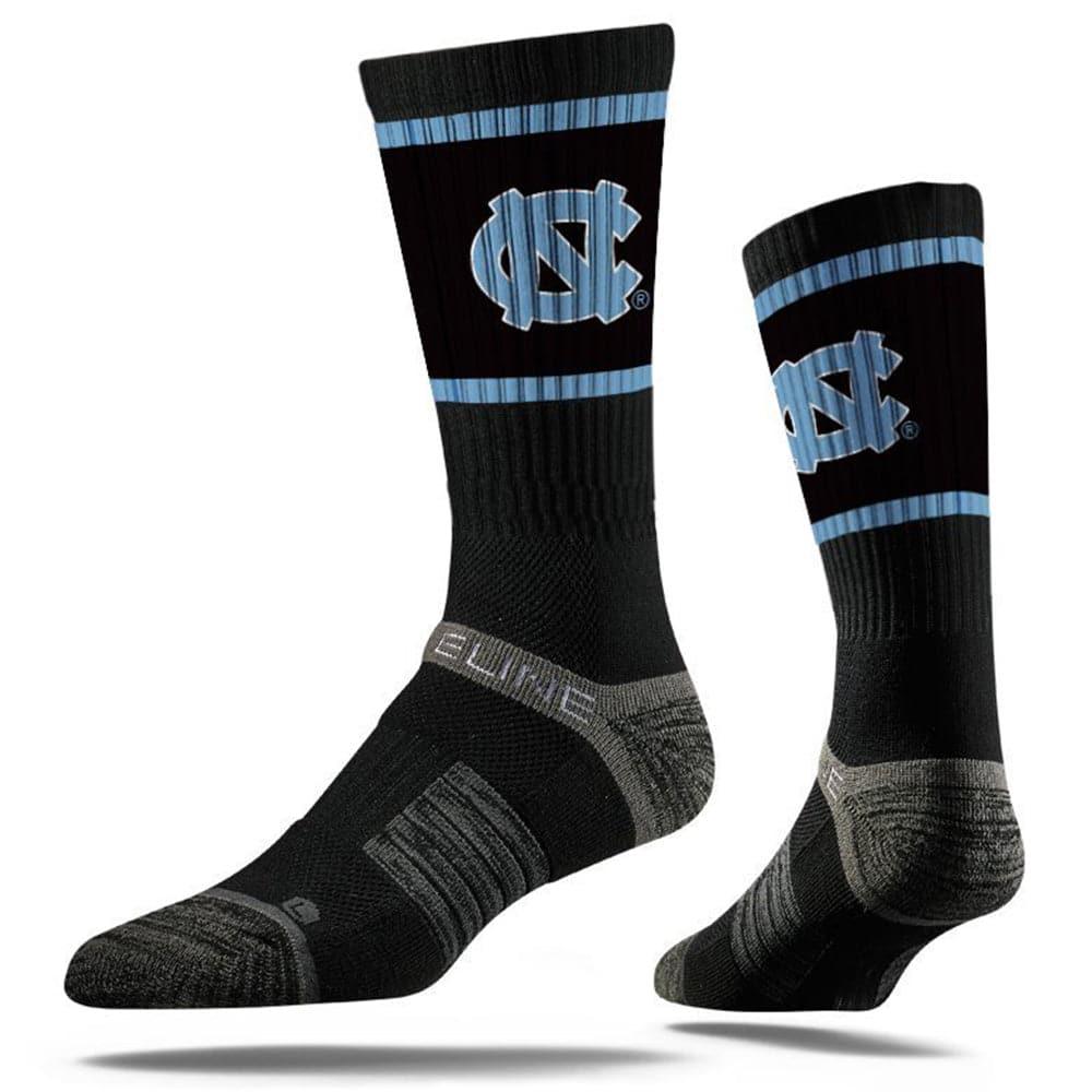 Strideline Socks M/L (8-12 US) North Carolina Tar Heels Strideline NCAA Team Stripe Premium Crew Socks - Black