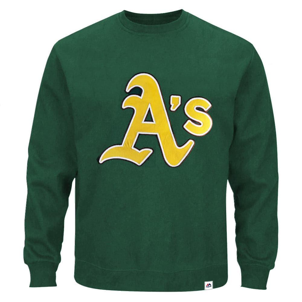 Majestic Athletic Jumpers Oakland Athletics Majestic MLB Large Patch Logo Crew Jumper - Green