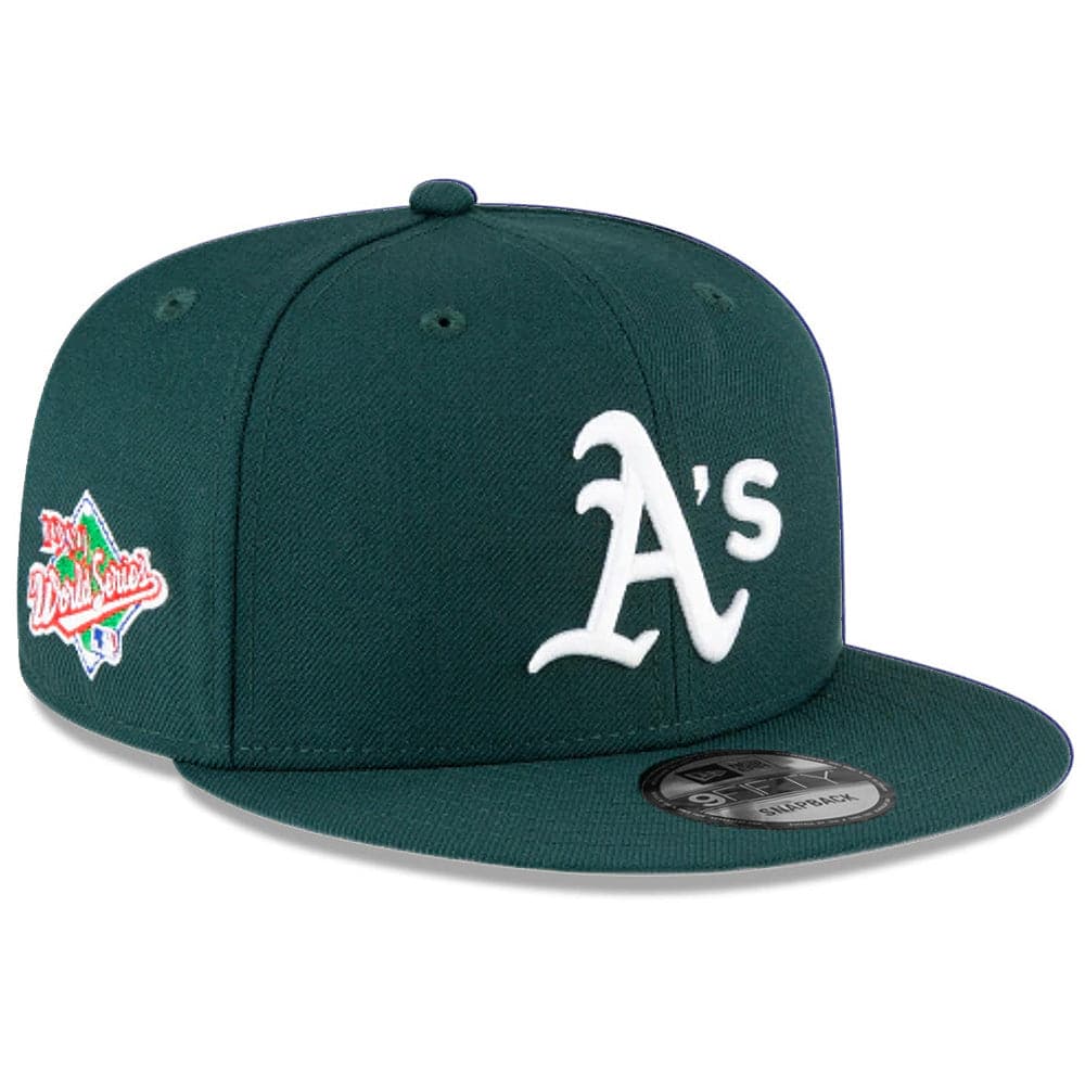 New Era Caps Adjustable M/L Oakland Athletics New Era MLB 89 World Series Patch 9FIFTY Snapback Hat - Green