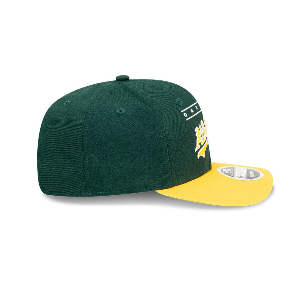 New Era Caps M/L Oakland Athletics New Era MLB Line Script Pre-Curved 9FIFTY OF Snapback Hat - Green