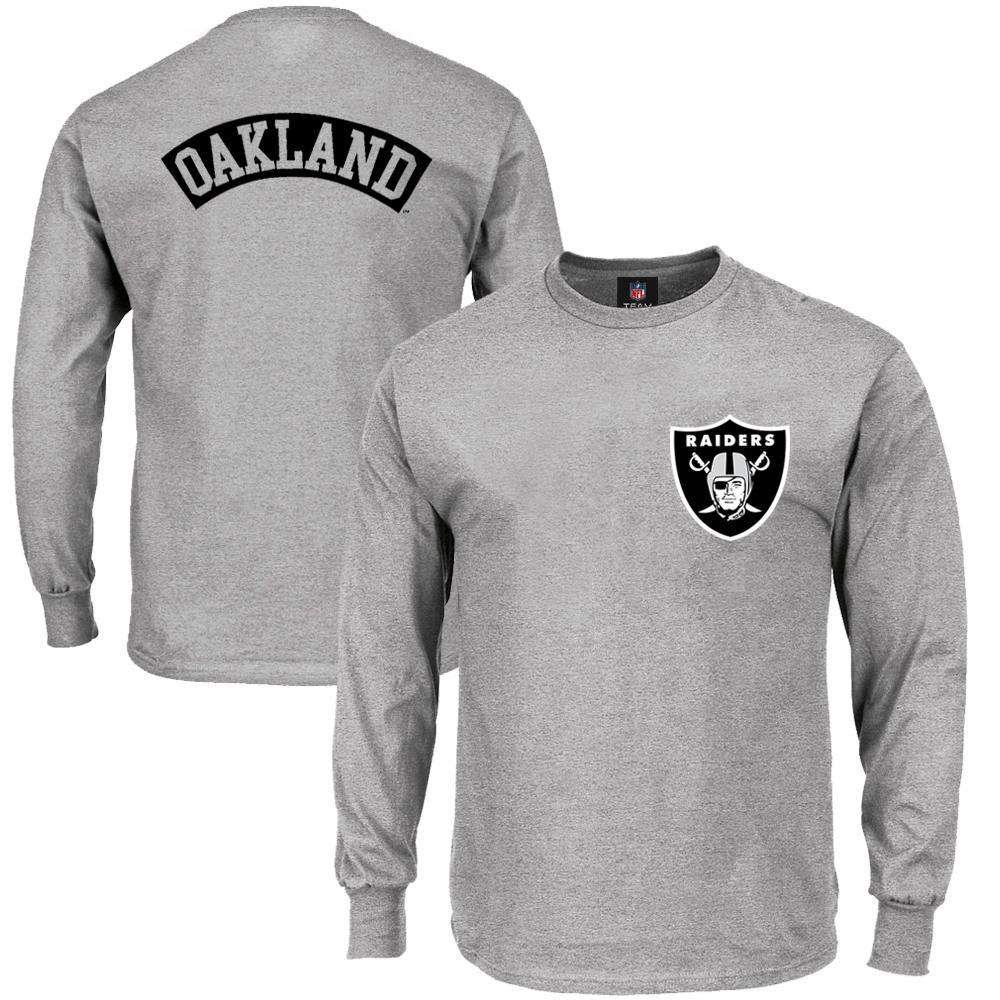Majestic Athletic Long Sleeve Tees XL Oakland Raiders Majestic NFL Fentyn Long Sleeve T-Shirt - Grey