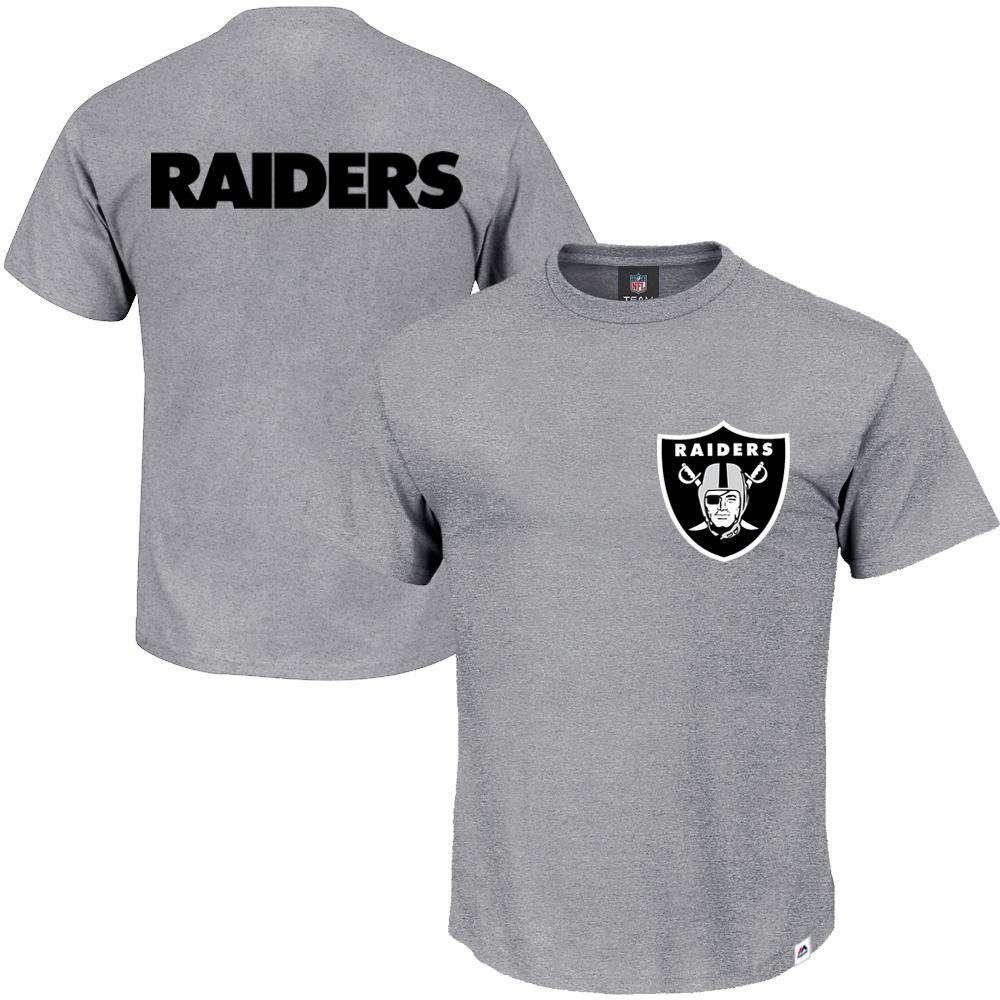 Majestic Athletic T-Shirts Oakland Raiders Majestic NFL Gamily Logo T-Shirt - Grey