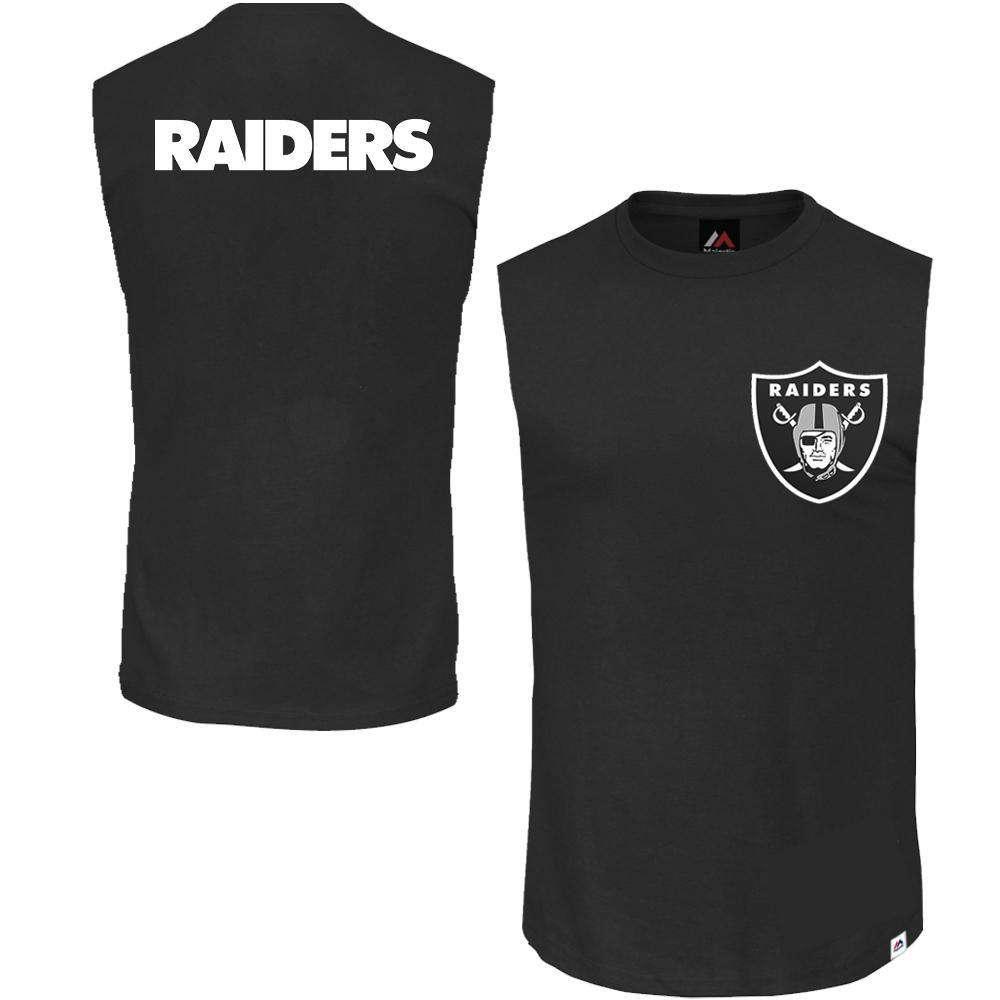 Majestic Athletic T-Shirts Oakland Raiders Majestic NFL Walt Sleeveless Muscle T-Shirt - Black