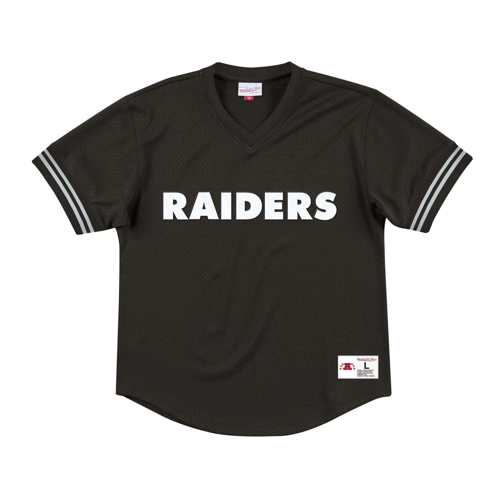 Mitchell And Ness T-Shirts Oakland Raiders Mitchell & Ness NFL Champion Game Mesh V-Neck - Black