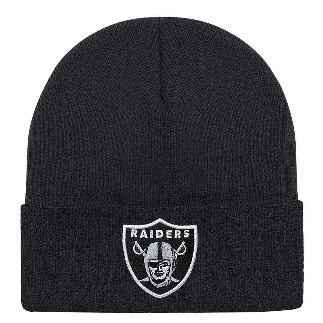Mitchell And Ness Beanies Oakland Raiders Mitchell & Ness NFL Team Logo Cuff Knit Beanie - Black